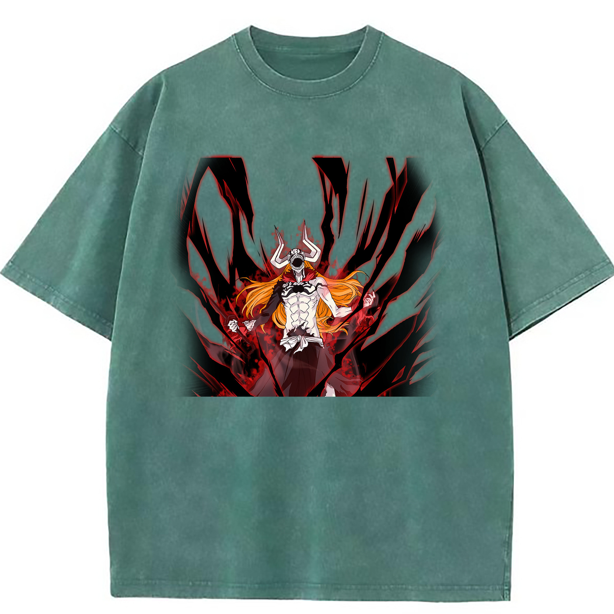 （画像用） ブリーチ 黒崎一護（くろさき いちご）BLEACH Kurosaki Ichigo 綿100% ヴィンテージ風 半袖Tシャツ（フロントプリント）